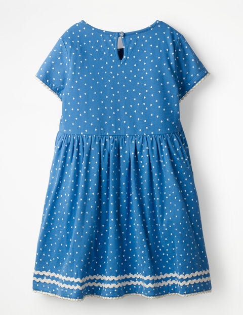 Heart Print Jersey Dress - Elizabethan Blue Sweet Hearts Heart Print Jersey Dress - Elizabethan Blue Sweet Hearts