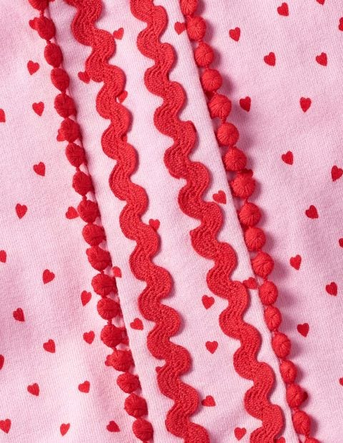 Jerseykleid Mit Herzmuster - Sonnenschirmrosa, Süße Herzen Jerseykleid Mit Herzmuster - Sonnenschirmrosa, Süße Herzen