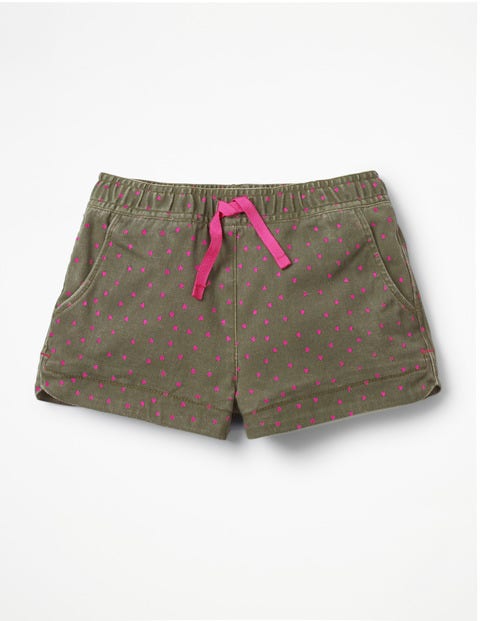 Heart Pocket Shorts - Khaki Green Sweet Hearts Heart Pocket Shorts - Khaki Green Sweet Hearts