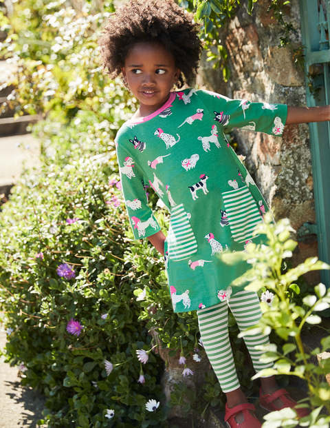 Printed Tunic - Jungle Green Doodle Dogs Printed Tunic - Jungle Green Doodle Dogs
