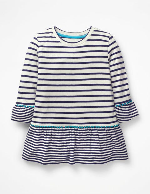 Stripy Longer Length Top - Ivory/College Blue Stripy Longer Length Top - Ivory/College Blue