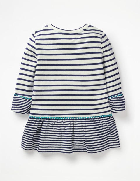 Stripy Longer Length Top - Ivory/College Blue Stripy Longer Length Top - Ivory/College Blue