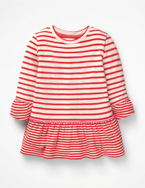 Stripy Longer Length Top - Ivory/Beam Red Stripy Longer Length Top - Ivory/Beam Red