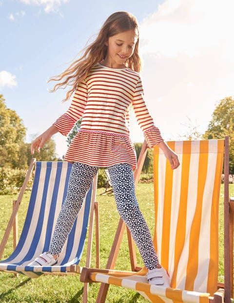 Stripy Longer Length Top - Ivory/Beam Red Stripy Longer Length Top - Ivory/Beam Red