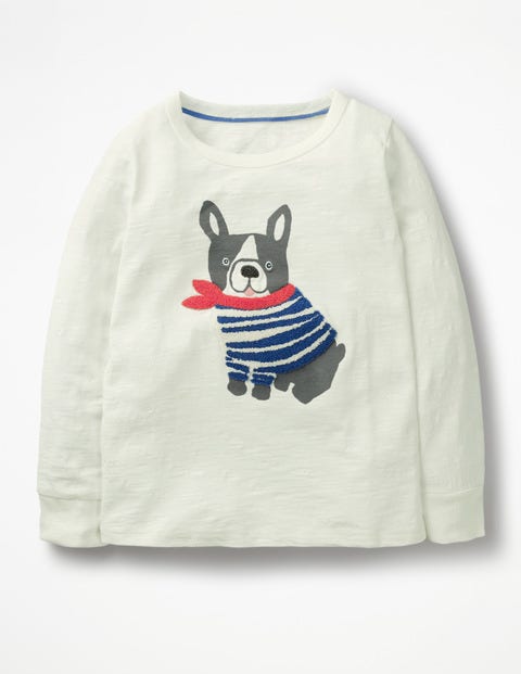 Textured Appliqué T-Shirt - Ivory Dog Textured Appliqué T-Shirt - Ivory Dog