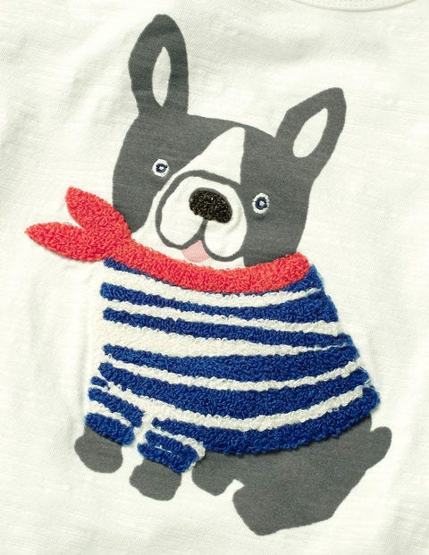 Textured Appliqué T-Shirt - Ivory Dog Textured Appliqué T-Shirt - Ivory Dog