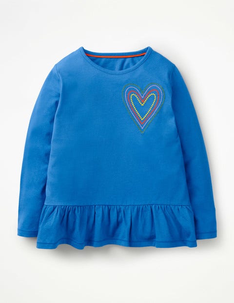 Embroidered Frilly Top - Duke Blue Heart Embroidered Frilly Top - Duke Blue Heart