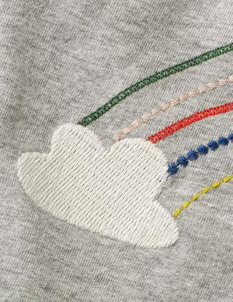 Embroidered Frilly Top - Grey Marl Rainbow Embroidered Frilly Top - Grey Marl Rainbow