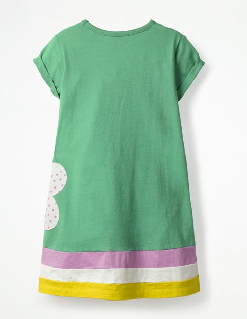 Big Appliqué T-Shirt Dress - Jungle Green Flowers Big Appliqué T-Shirt Dress - Jungle Green Flowers