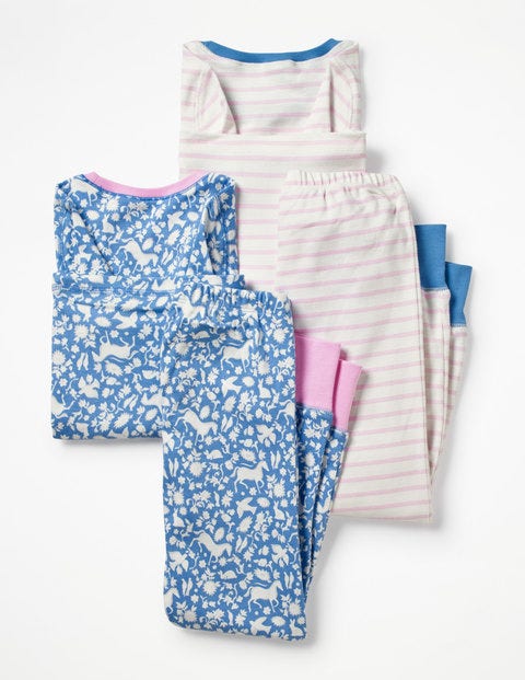 Twin Pack Long John Pajamas - Lake Blue Wild Ponies/Pink Twin Pack Long John Pajamas - Lake Blue Wild Ponies/Pink