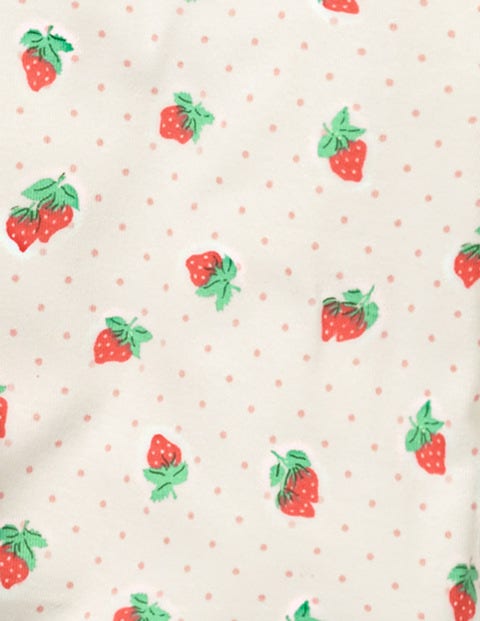 Twin Pack Long John Pyjamas - Ivory Strawberry Spot/Grey Twin Pack Long John Pyjamas - Ivory Strawberry Spot/Grey