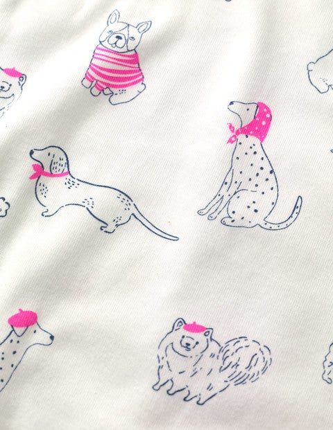 Twin Pack Short John Pyjamas - Ivory Doodle Dogs/Lake Blue Twin Pack Short John Pyjamas - Ivory Doodle Dogs/Lake Blue