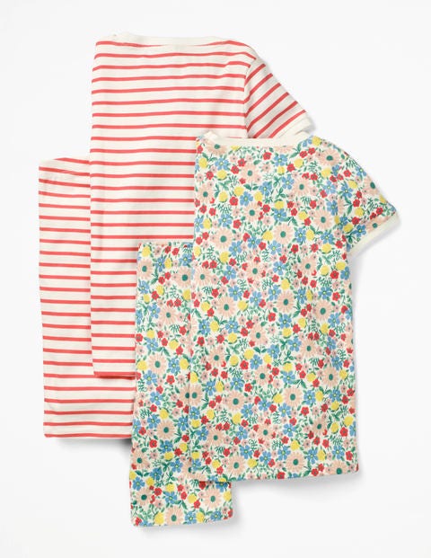 Schlafanzug Mit Kurzer Hose Im 2Er-Pack - Partyrot/Bunt, Fröhliche Blumen Schlafanzug Mit Kurzer Hose Im 2Er-Pack - Partyrot/Bunt, Fröhliche Blumen
