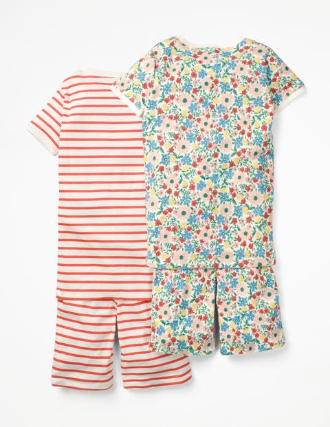 Schlafanzug Mit Kurzer Hose Im 2Er-Pack - Partyrot/Bunt, Fröhliche Blumen Schlafanzug Mit Kurzer Hose Im 2Er-Pack - Partyrot/Bunt, Fröhliche Blumen