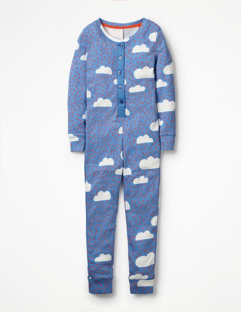 Printed All-In-One Pajamas - Lake Blue Love Clouds Printed All-In-One Pajamas - Lake Blue Love Clouds