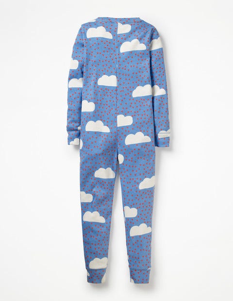 Printed All-In-One Pajamas - Lake Blue Love Clouds Printed All-In-One Pajamas - Lake Blue Love Clouds