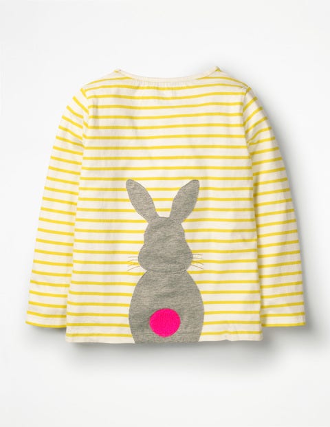Stripy Animal Appliqué T-shirt - Ivory/Sunshine Yellow Bunny Stripy Animal Appliqué T-shirt - Ivory/Sunshine Yellow Bunny