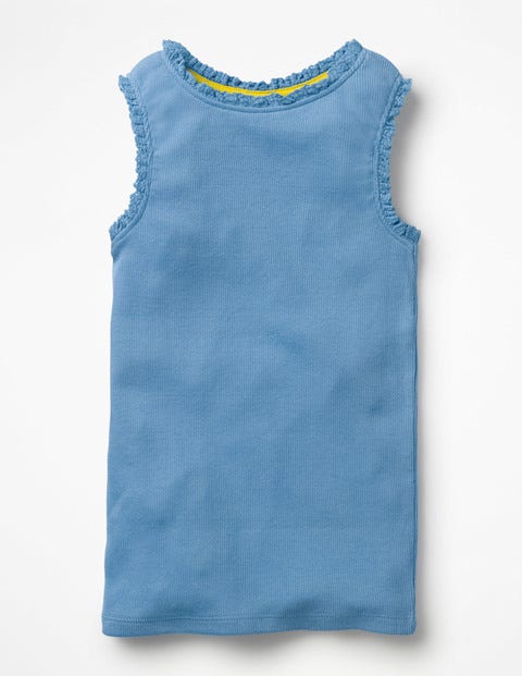 Lace Trim Ribbed Tank - Lake Blue Lace Trim Ribbed Tank - Lake Blue
