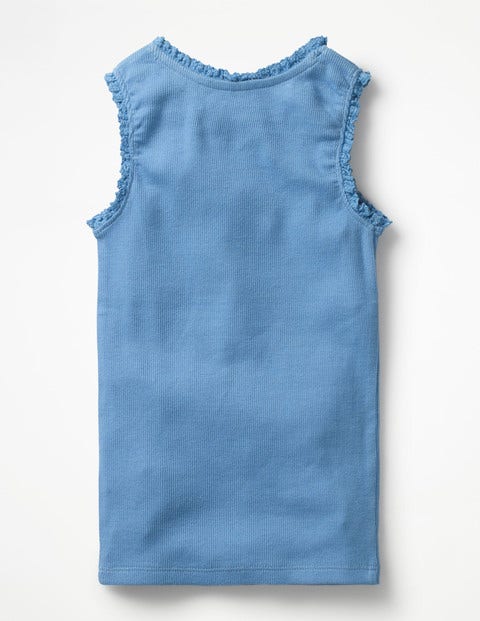 Lace Trim Ribbed Tank - Lake Blue Lace Trim Ribbed Tank - Lake Blue