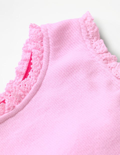 Lace Trim Ribbed Tank - Parasol Pink Lace Trim Ribbed Tank - Parasol Pink