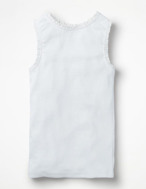 Lace Trim Ribbed Tank - White Lace Trim Ribbed Tank - White