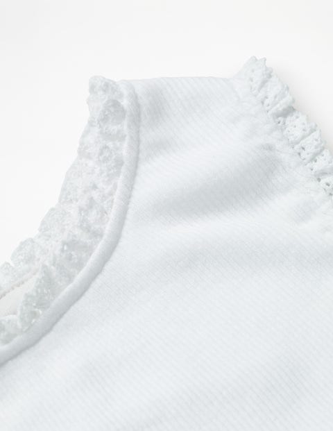 Lace Trim Ribbed Tank - White Lace Trim Ribbed Tank - White
