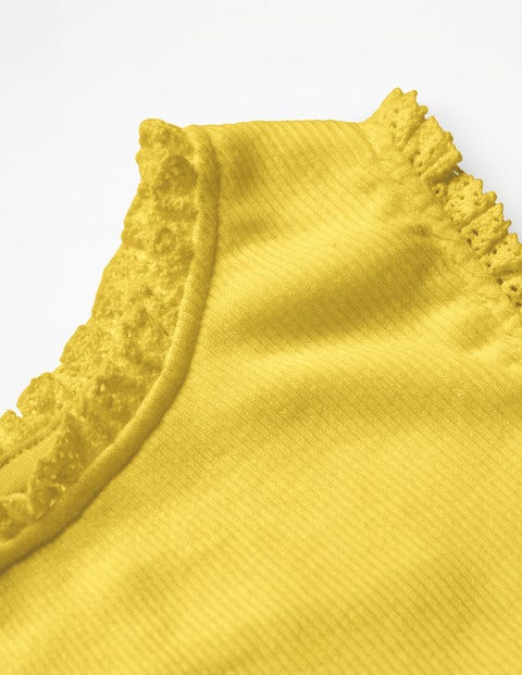 Lace Trim Ribbed Tank - Sunshine Yellow Lace Trim Ribbed Tank - Sunshine Yellow