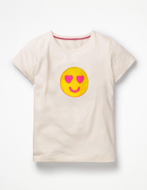 Bouclé Appliqué T-Shirt - Ivory Emoji Bouclé Appliqué T-Shirt - Ivory Emoji