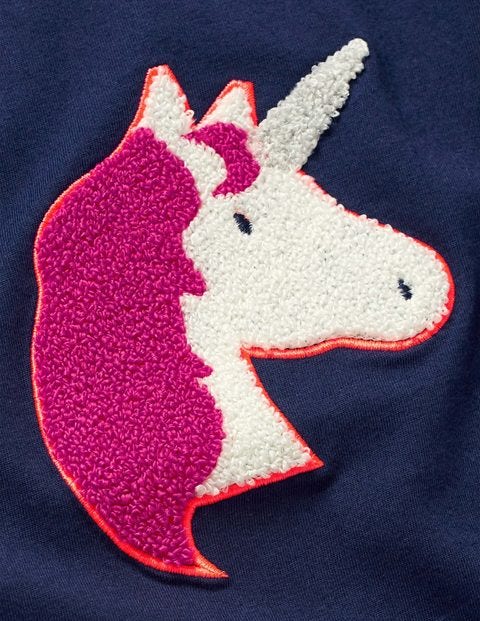 Bouclé Appliqué T-Shirt - College Blue Unicorn Bouclé Appliqué T-Shirt - College Blue Unicorn