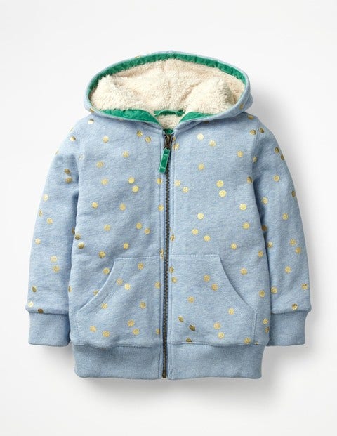 Printed Shaggy Zip-Through - Blue Marl Foil Spot Printed Shaggy Zip-Through - Blue Marl Foil Spot