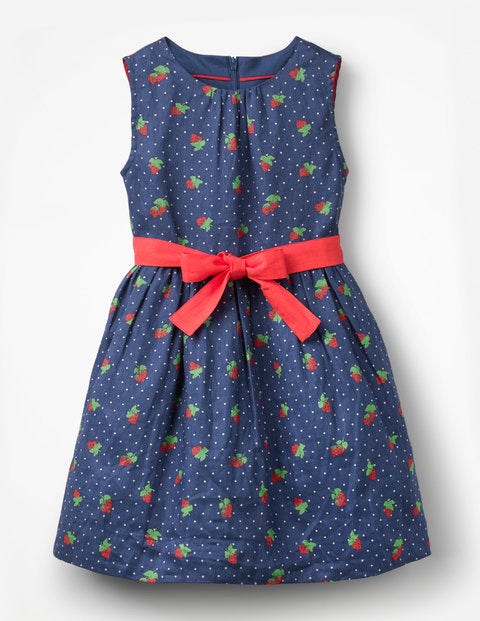 Vintage Dress - Starboard Blue Strawberry Spot Vintage Dress - Starboard Blue Strawberry Spot