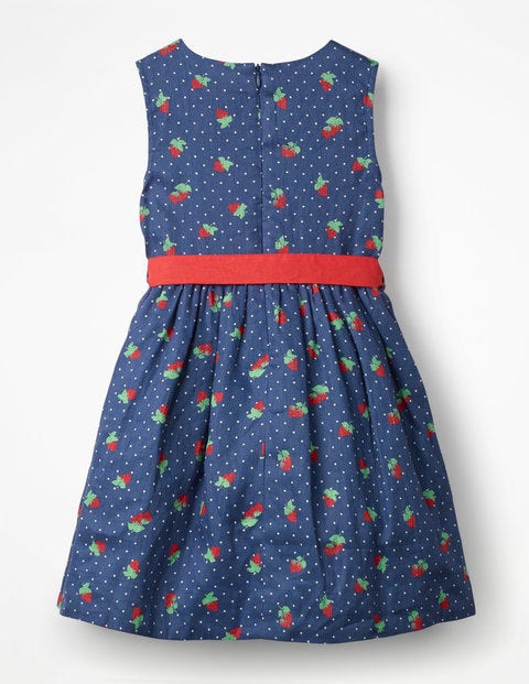 Vintage Dress - Starboard Blue Strawberry Spot Vintage Dress - Starboard Blue Strawberry Spot