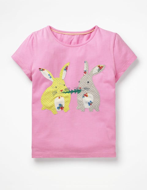 Animal Appliqué T-Shirt - Lilac Pink Bunnies Animal Appliqué T-Shirt - Lilac Pink Bunnies