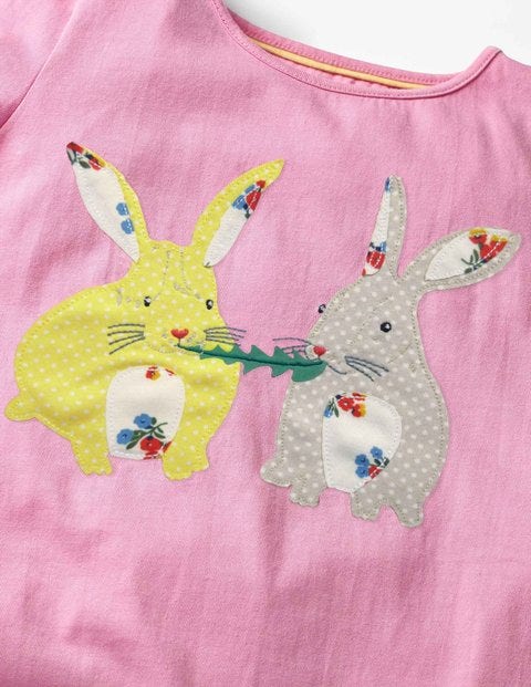 Animal Appliqué T-Shirt - Lilac Pink Bunnies Animal Appliqué T-Shirt - Lilac Pink Bunnies