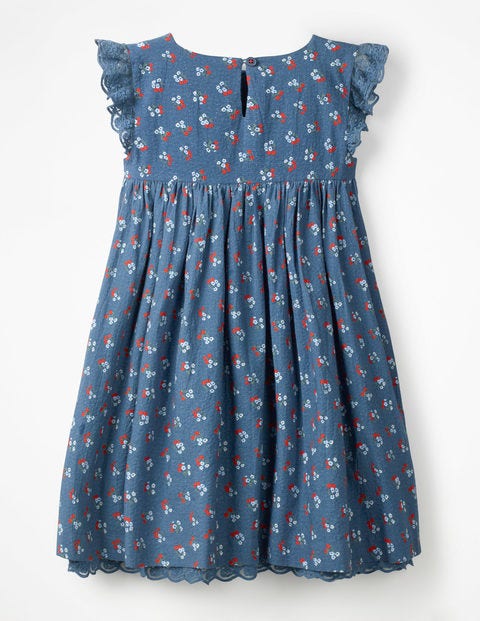 Nostalgic Smocked Dress - Lagoon Blue Vintage Posy Nostalgic Smocked Dress - Lagoon Blue Vintage Posy