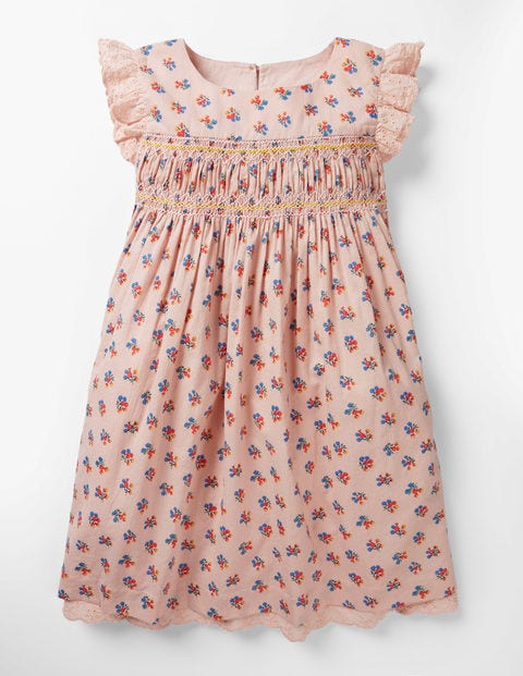 Nostalgic Smocked Dress - Pink Vintage Posy Nostalgic Smocked Dress - Pink Vintage Posy