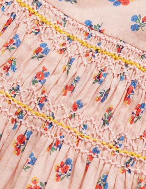 Nostalgic Smocked Dress - Pink Vintage Posy Nostalgic Smocked Dress - Pink Vintage Posy