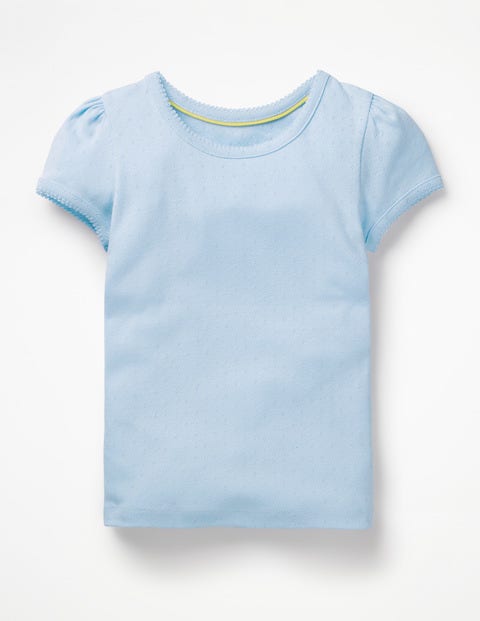 Short-Sleeved Pointelle Top - Provence Blue Short-Sleeved Pointelle Top - Provence Blue