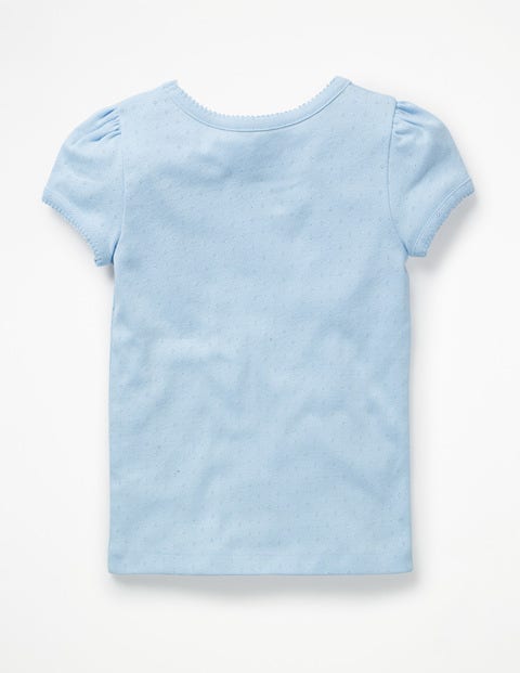 Short-Sleeved Pointelle Top - Provence Blue Short-Sleeved Pointelle Top - Provence Blue