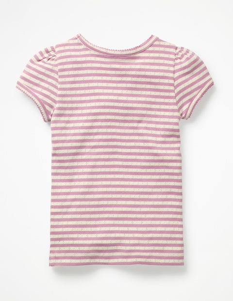 Short-Sleeved Pointelle Top - Lilac Pink/Ivory Short-Sleeved Pointelle Top - Lilac Pink/Ivory