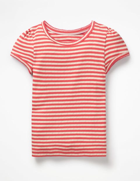 Short-Sleeved Pointelle Top - Jam Red/Ivory Short-Sleeved Pointelle Top - Jam Red/Ivory