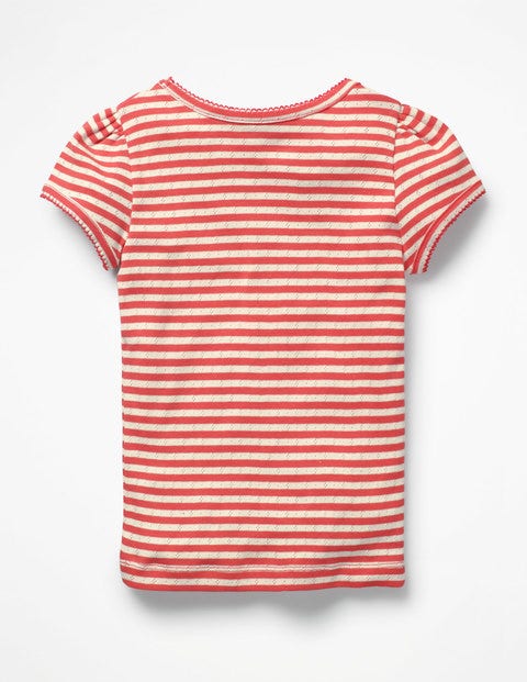 Short-Sleeved Pointelle Top - Jam Red/Ivory Short-Sleeved Pointelle Top - Jam Red/Ivory
