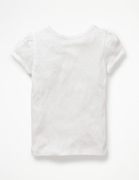 Short-Sleeved Pointelle Top - White Short-Sleeved Pointelle Top - White