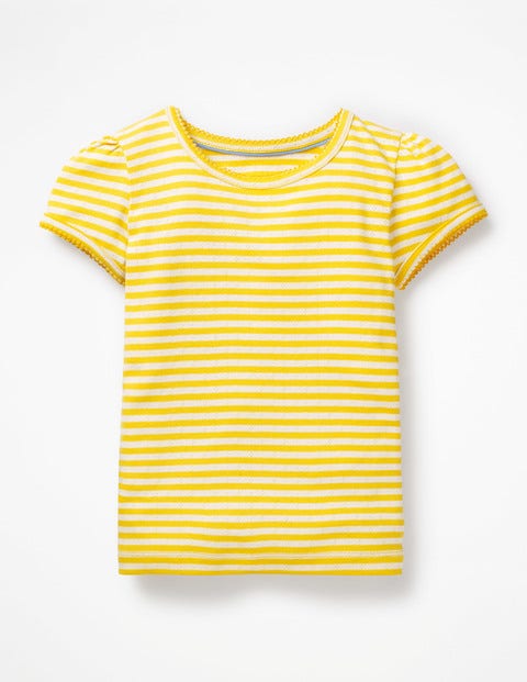 Short-Sleeved Pointelle Top - Sunshine Yellow/Ivory Short-Sleeved Pointelle Top - Sunshine Yellow/Ivory