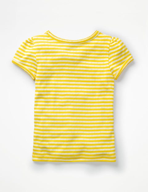 Short-Sleeved Pointelle Top - Sunshine Yellow/Ivory Short-Sleeved Pointelle Top - Sunshine Yellow/Ivory