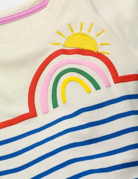 Stripy Appliqué Tunic - Ivory/Duke Blue Rainbow Stripy Appliqué Tunic - Ivory/Duke Blue Rainbow