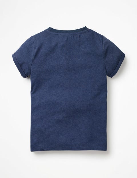 Embroidered Pocket T-Shirt - College Blue Strawberry Embroidered Pocket T-Shirt - College Blue Strawberry