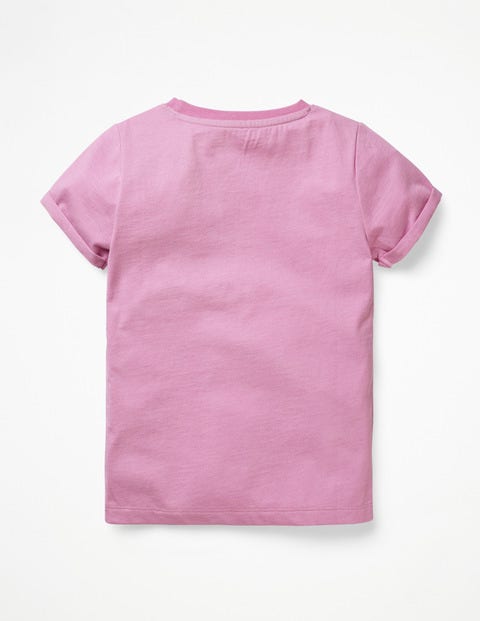 Embroidered Pocket T-Shirt - Lilac Pink Flower Embroidered Pocket T-Shirt - Lilac Pink Flower
