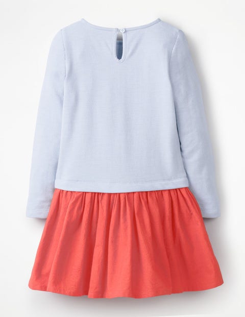 Fun Jersey Woven Dress - Provence Blue Marl Flowers Fun Jersey Woven Dress - Provence Blue Marl Flowers
