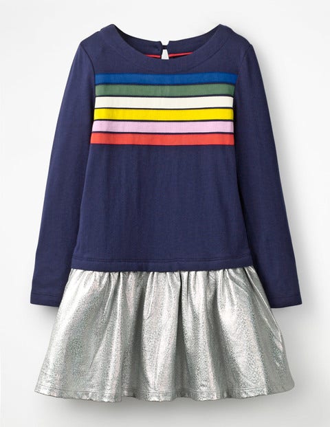 Fun Jersey Woven Dress - College Blue/Metallic Fun Jersey Woven Dress - College Blue/Metallic